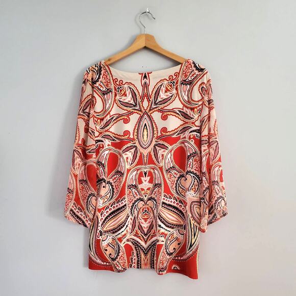JM Collection Paisley Studded Blouse Top Size L - Picture 2 of 6